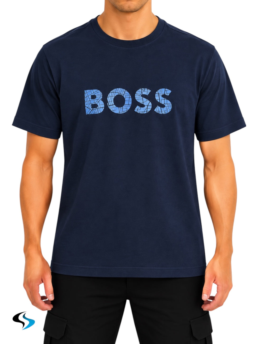 Playera Boss Te_logotexture Azul