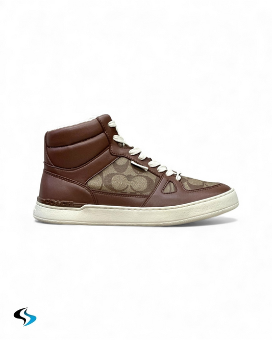 Coach de bota café de piel